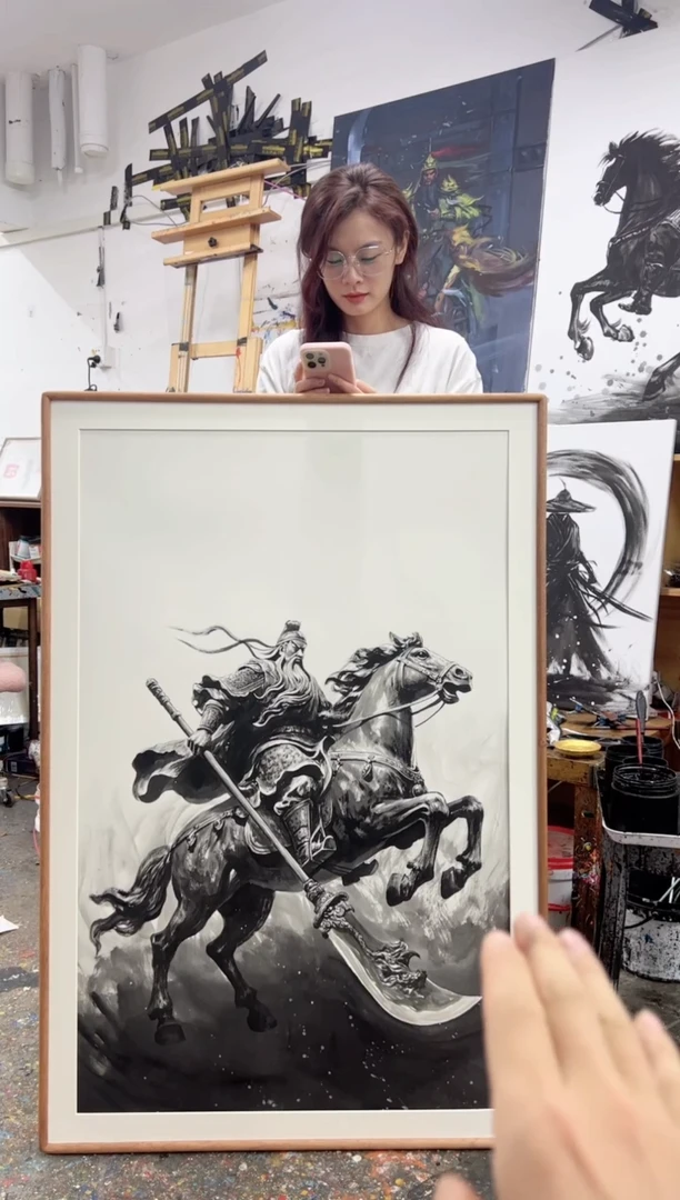 丙烯画林*儿北北精装关羽