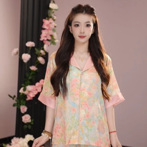 达芬奇密码繁华兔2025夏季新款三件套休闲可外穿家居服睡衣套装