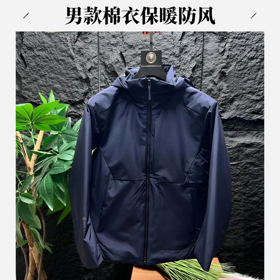 男款深蓝色连帽保暖防风棉衣多色可选冬季加厚外穿外套