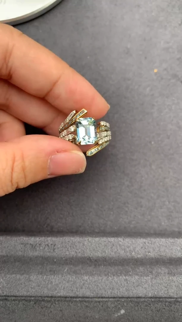 18K金镶嵌戒指海蓝宝石2.6ct海蓝宝 GE 定制