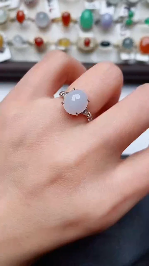 银S925镶嵌戒指翡翠...