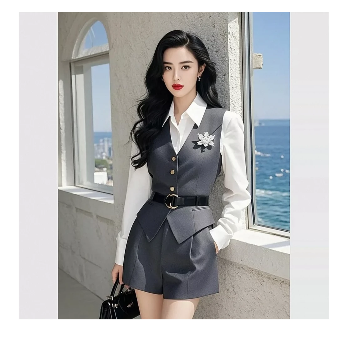 2596通勤风时尚套装女装气质上衣收腰西装连衣裙长袖