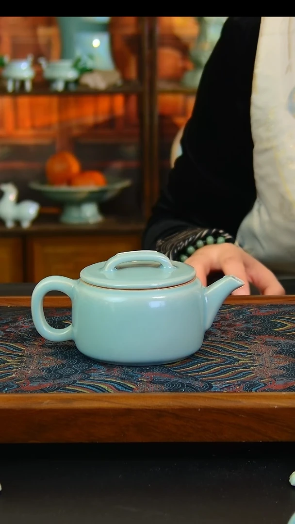 瓷片不完美仿古釉汉瓦壶，简装