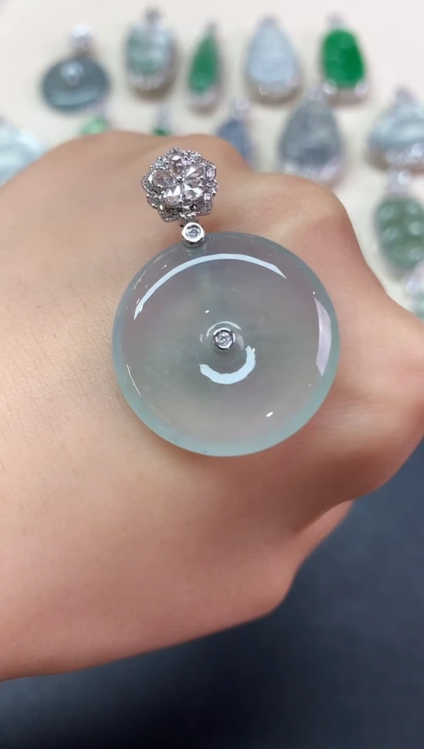 翡翠18K金镶嵌吊坠(不含链)吊坠|13800+0