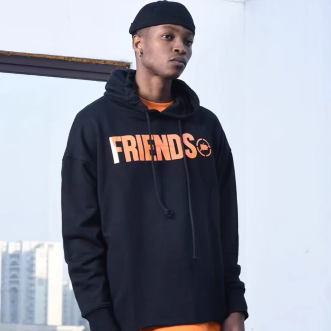 大V 藤原浩联名 FRIENDS 黑色 连帽卫衣