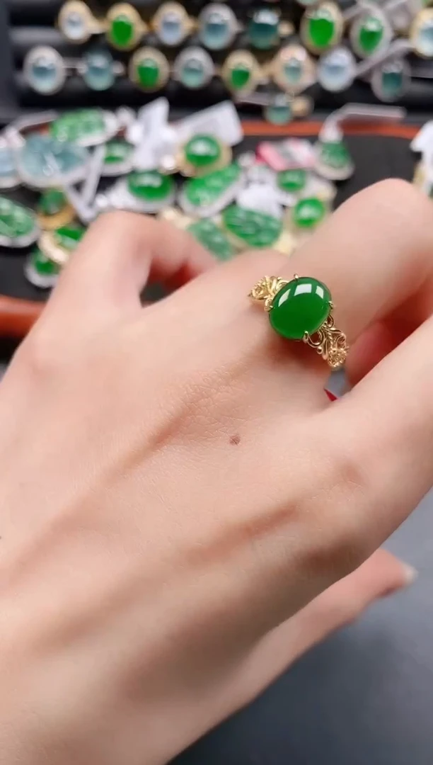 银S925镶嵌戒指翡翠111