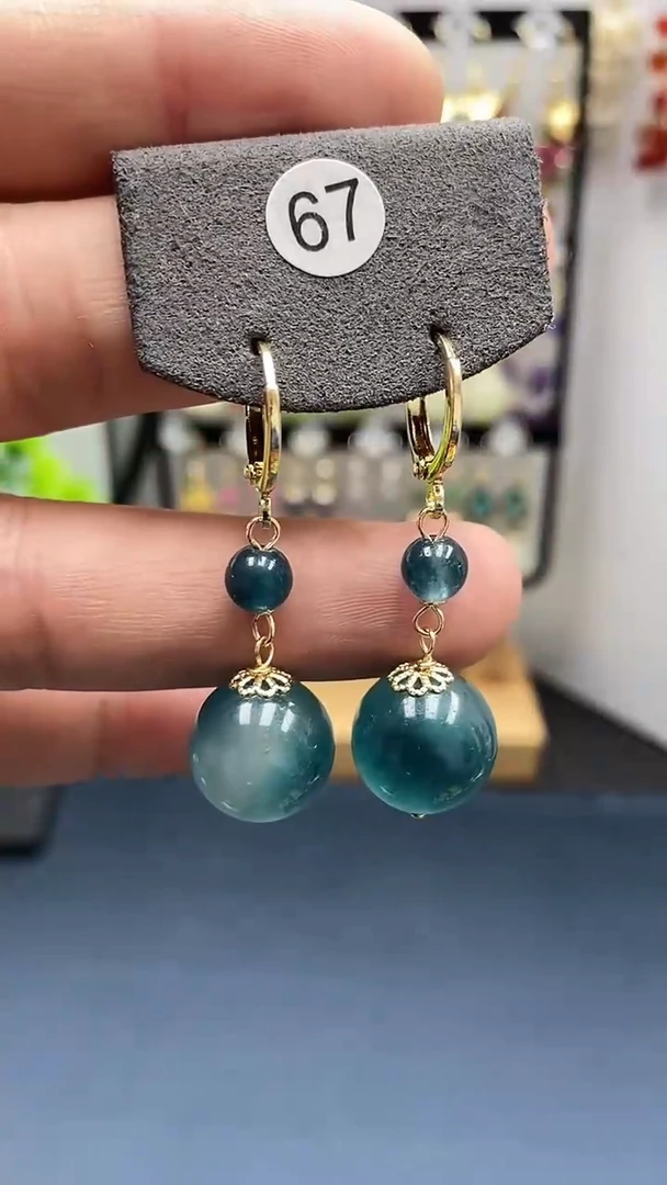 【闪购商品】翡翠耳饰银S925镀金镶嵌尺寸14mm耳扣99