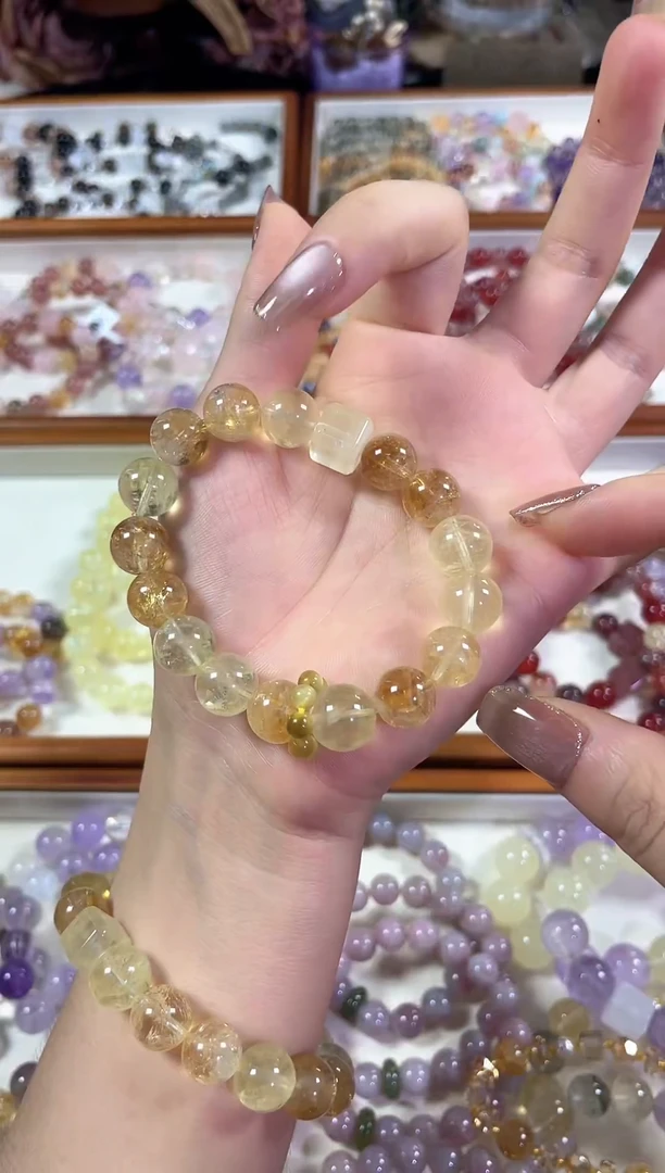 未镶嵌手串水晶天然黄塔晶黄阿赛金虎眼跑环手串多样发一