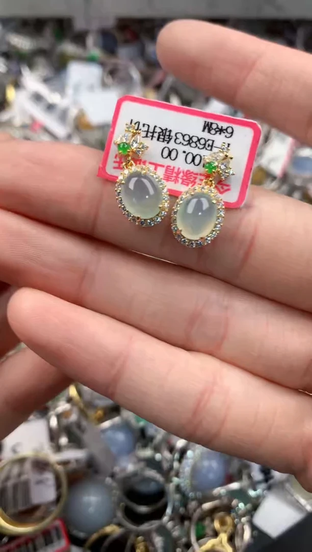 银S925镶嵌戒指翡翠888   5`