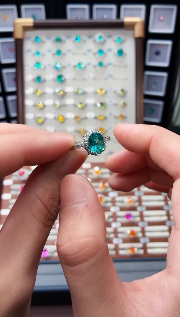 银S925镶嵌戒指碧玺1222