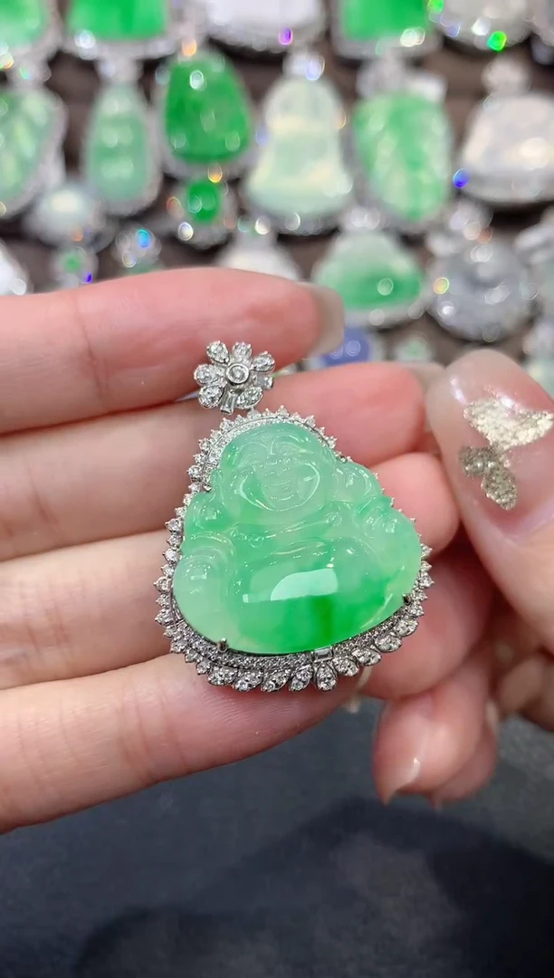 吊坠(不含链)18K金镶嵌翡翠D31