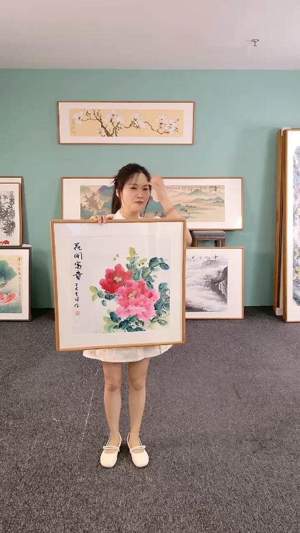 国画牡丹60*60绘画作品