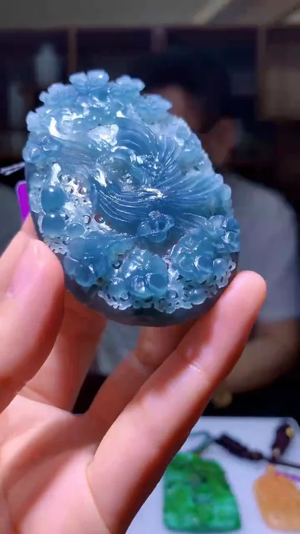 未镶嵌定制翡翠8007hm-毛货挂件(赠珠链)40