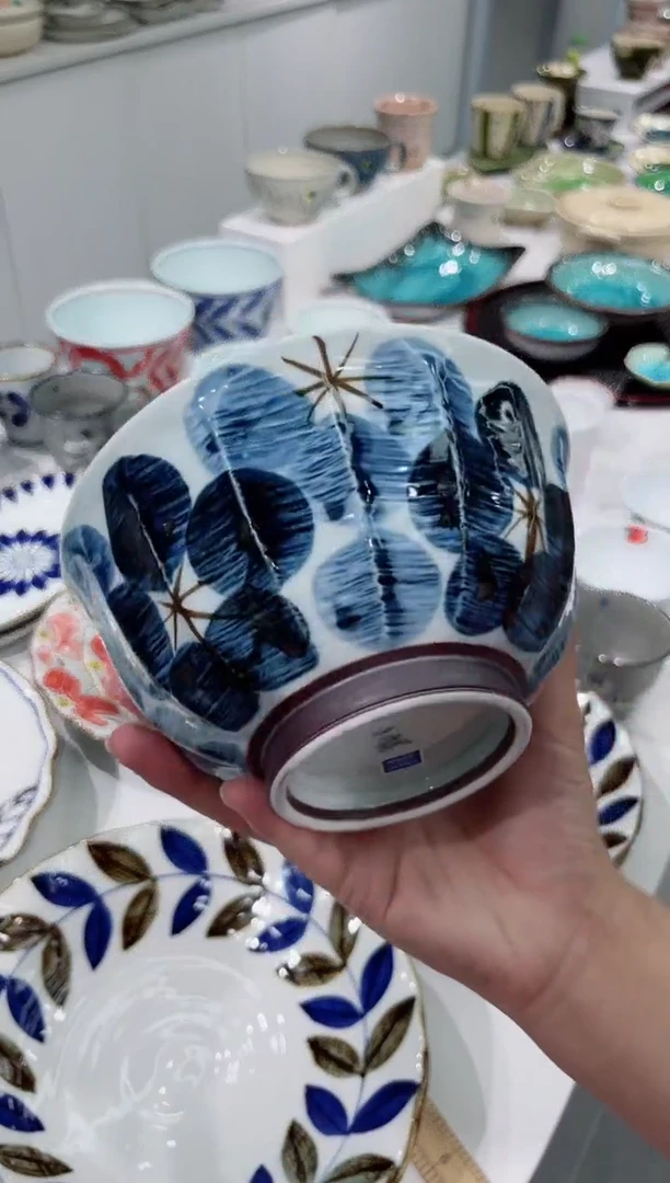 瓷片灿若繁花面碗（蓝）