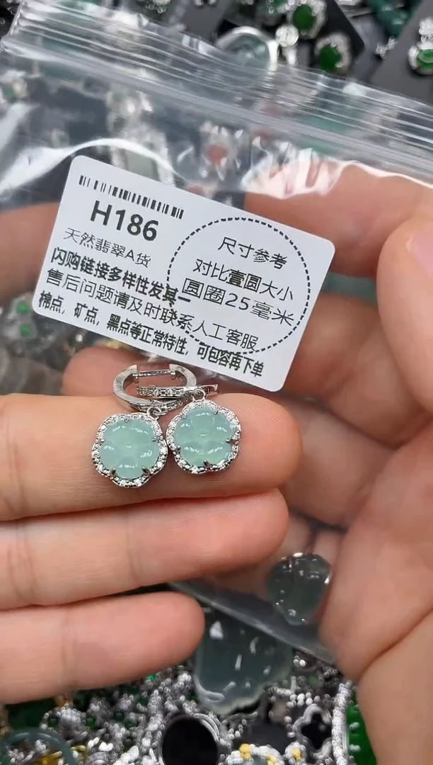 颈饰未镶嵌翡翠H186耳扣