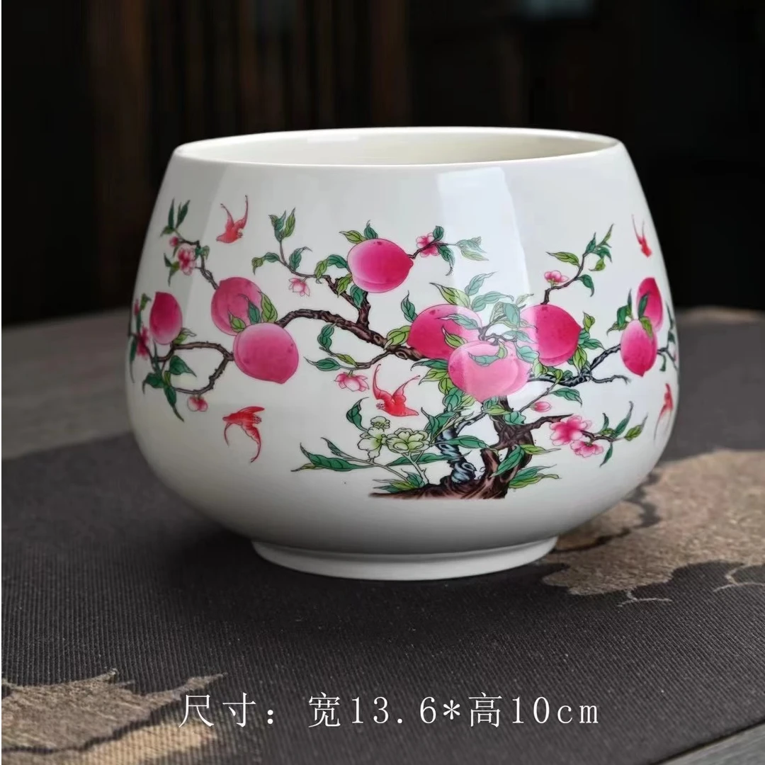 茗香瓷器 九桃五福陶瓷茶渣缸茶洗配件杯洗水洗缸-4445