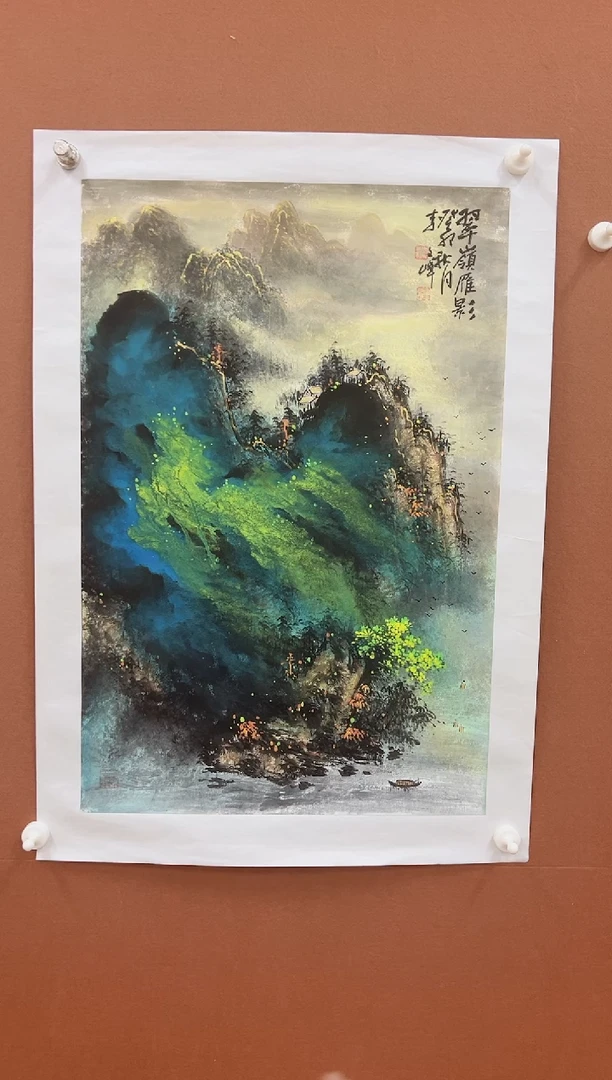 国画李文峰四尺三开泼彩山水