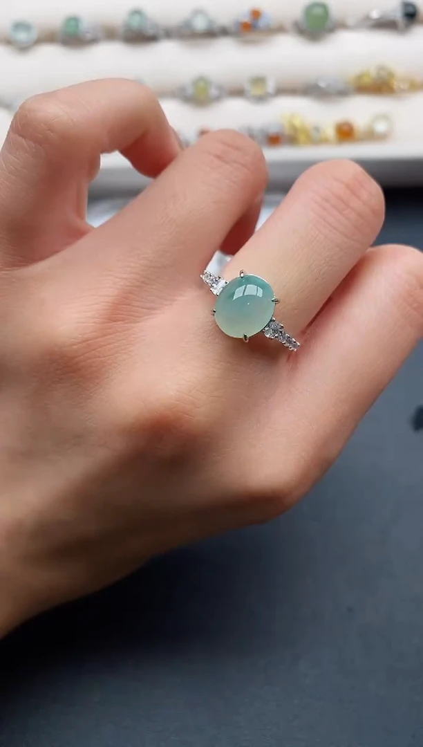 银S925镶嵌戒指翡翠3333333+3