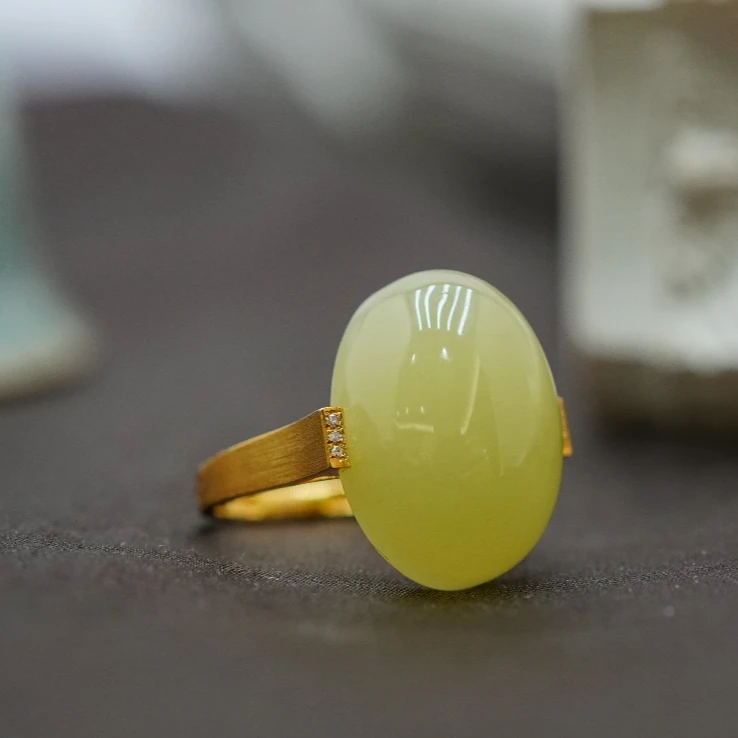 18K和田玉黄口戒指 A7072606