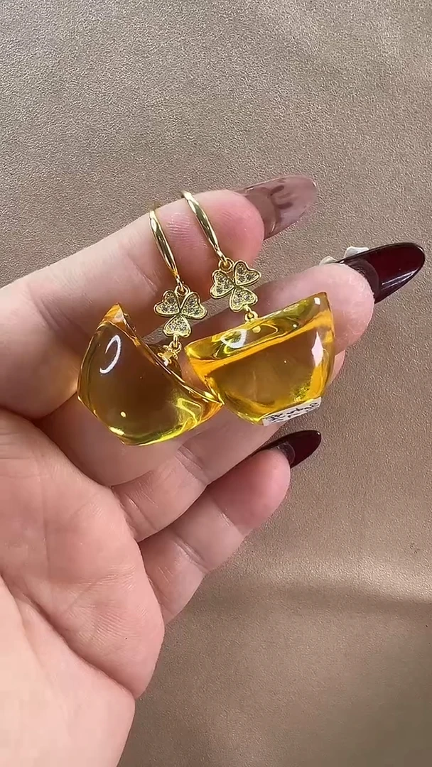 【闪购商品】琥珀耳饰未镶嵌耳环