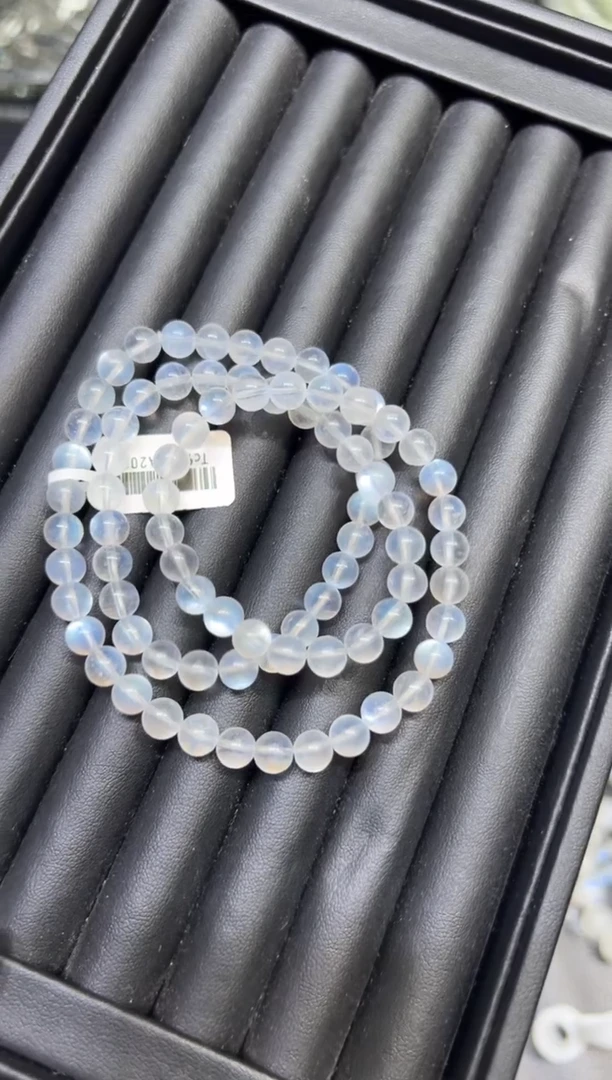 【闪购商品】长石手链未镶嵌6.5mm毕业蓝月3圈 默认微瑕介意勿拍