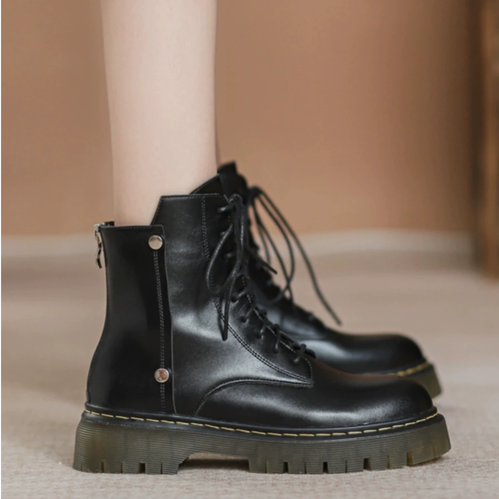 1199-6新款秋冬季英伦风时尚百搭女靴子网红爆款厚底短靴