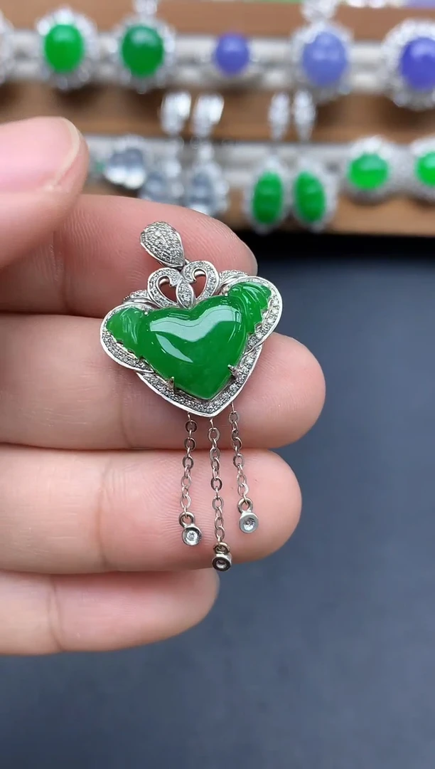 颈饰18K金镶嵌翡翠503-中国好珍宝