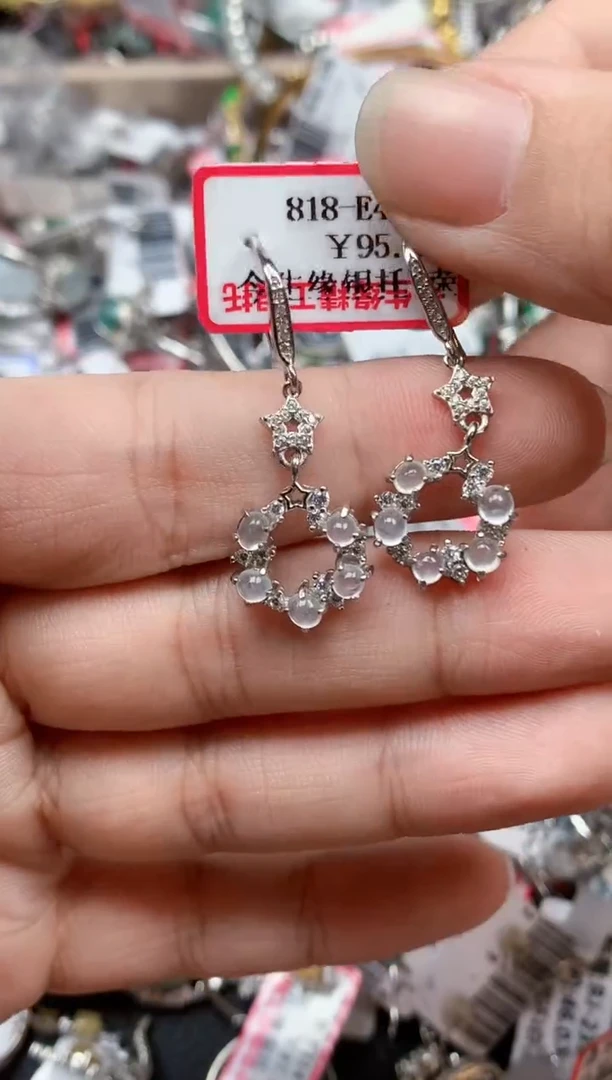 银S925镶嵌戒指翡翠天然A货缅甸翡翠