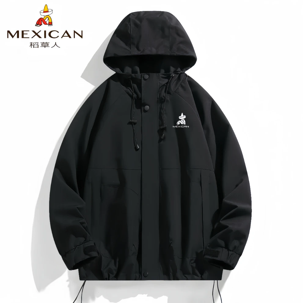 稻草人户外冲锋衣男女同款春秋冬季假期出游连帽登山夹克外套A005