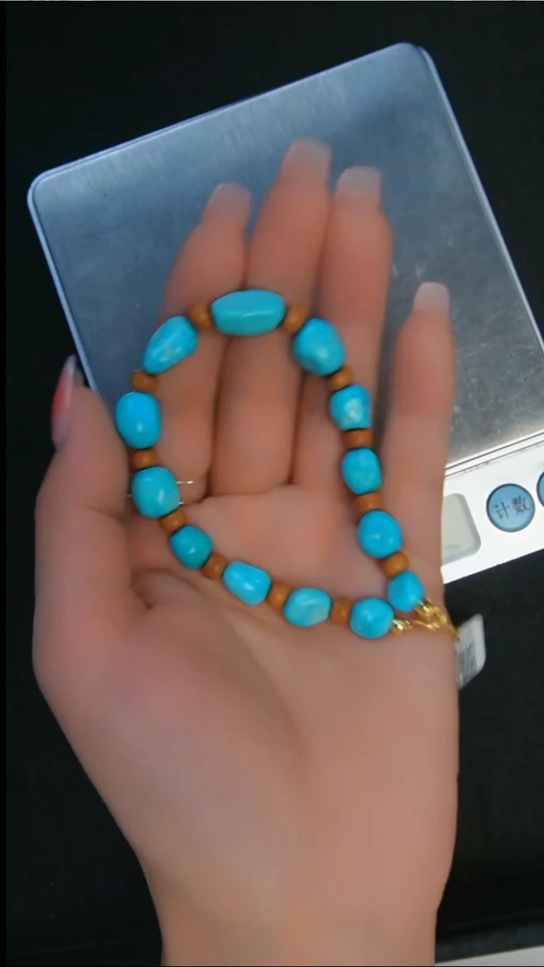 银S925镶嵌绿松石手链发货一件