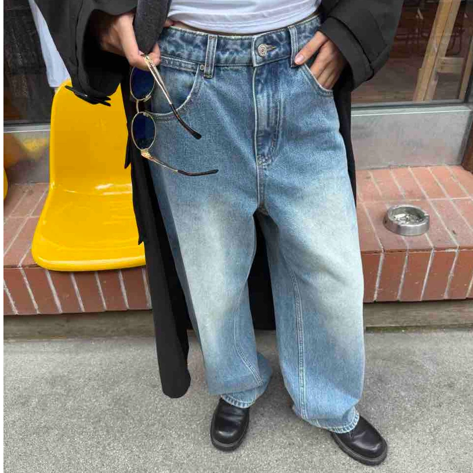 【清】逸语INchooseu笑笑家秋季显瘦直筒牛仔裤女百搭显瘦长裤89822