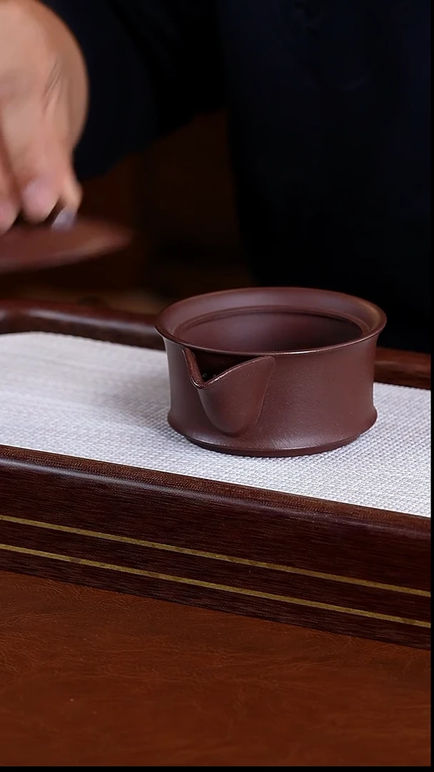 茶壶紫砂石红竹节手抓壶