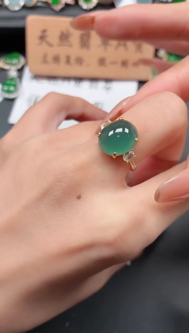 银S925镶嵌戒指翡翠11