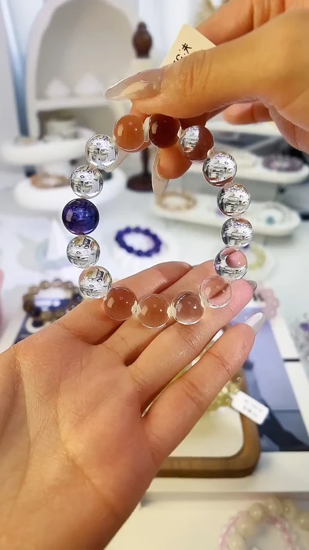 未镶嵌手串水晶白紫泡泡多样性发其一