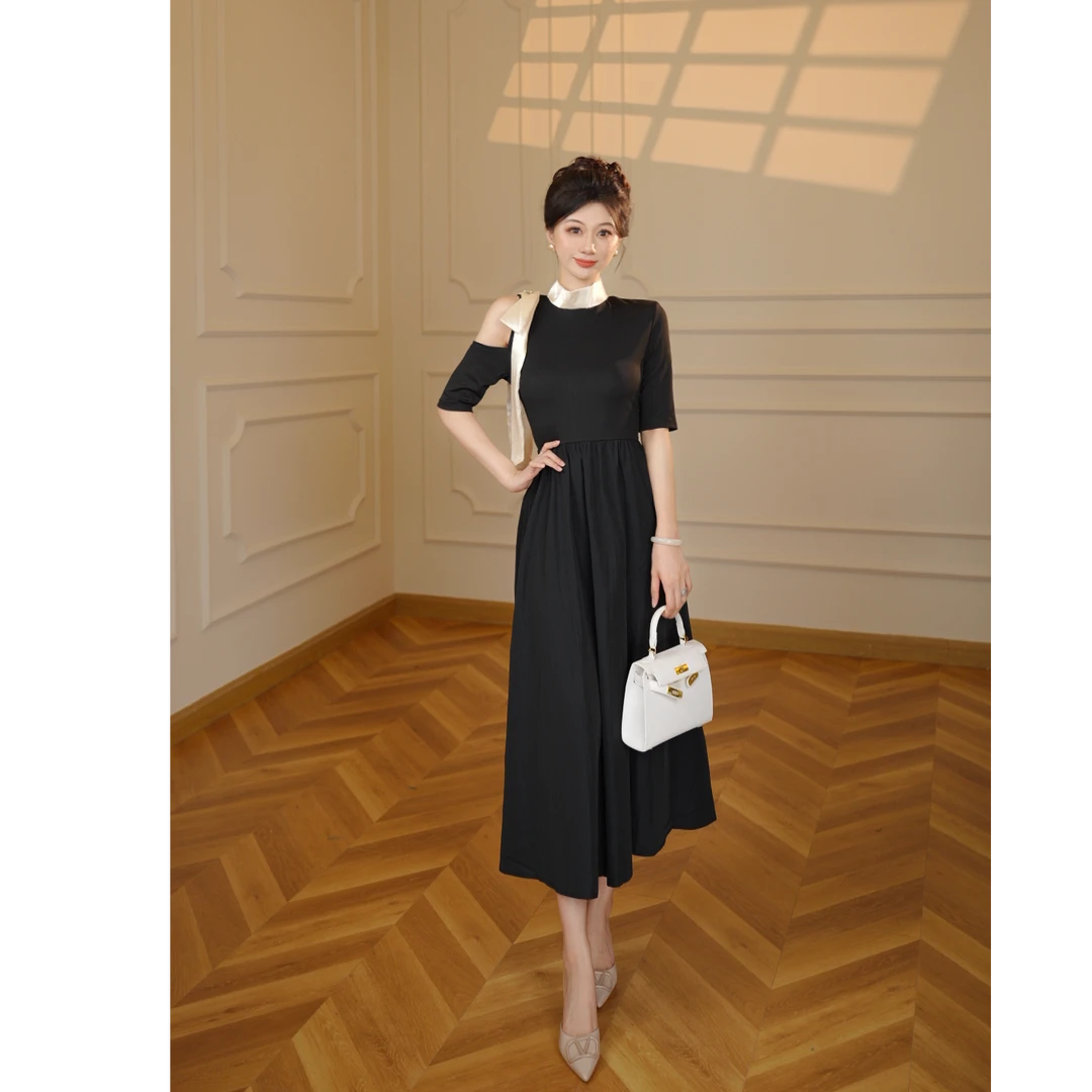 【张小小】气质名媛高端女神范高级感法式礼服长款裙子夏D1840