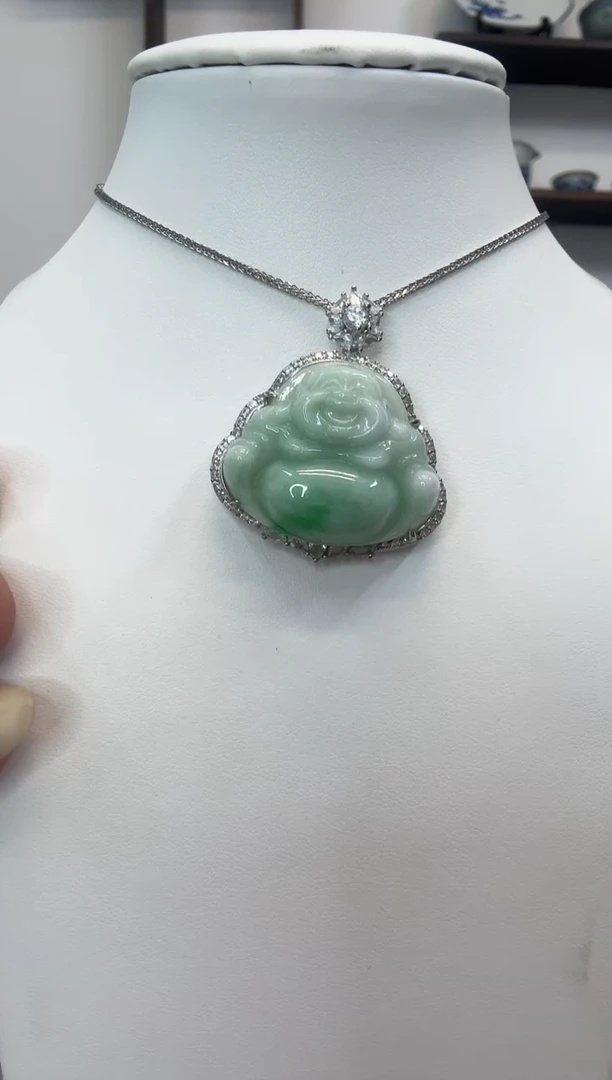 吊坠(赠链)银S925镶嵌翡翠佛公