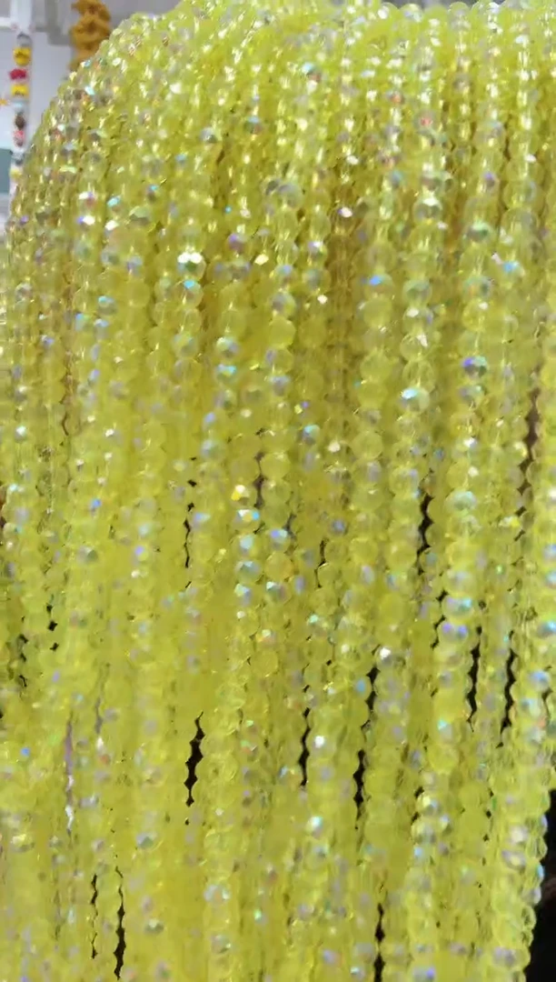 玻璃02059卡4水晶扁10条进口彩柠檬黄