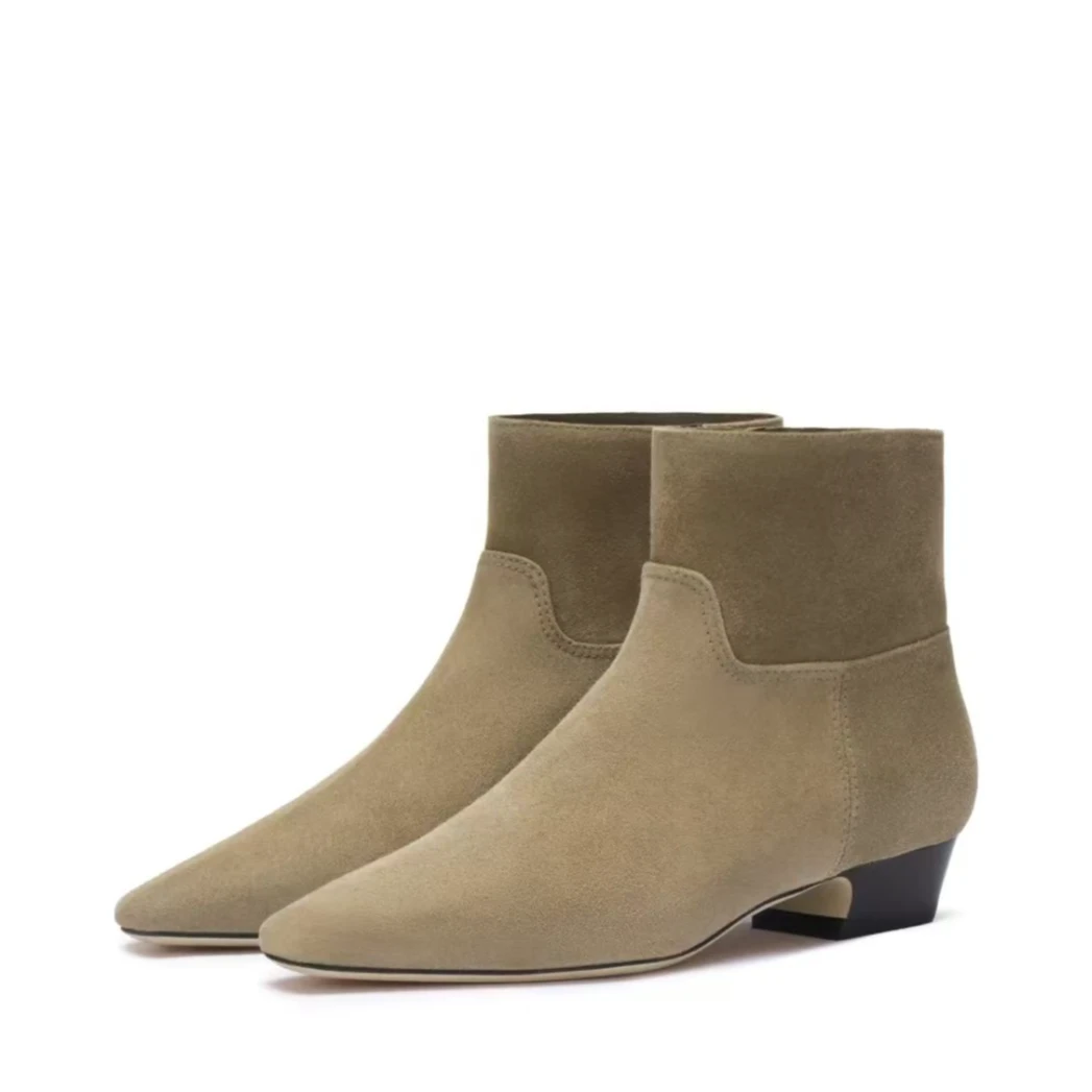 【昆明恒隆】STASSI ZIP BOOTIE浅橄榄磨砂皮短靴