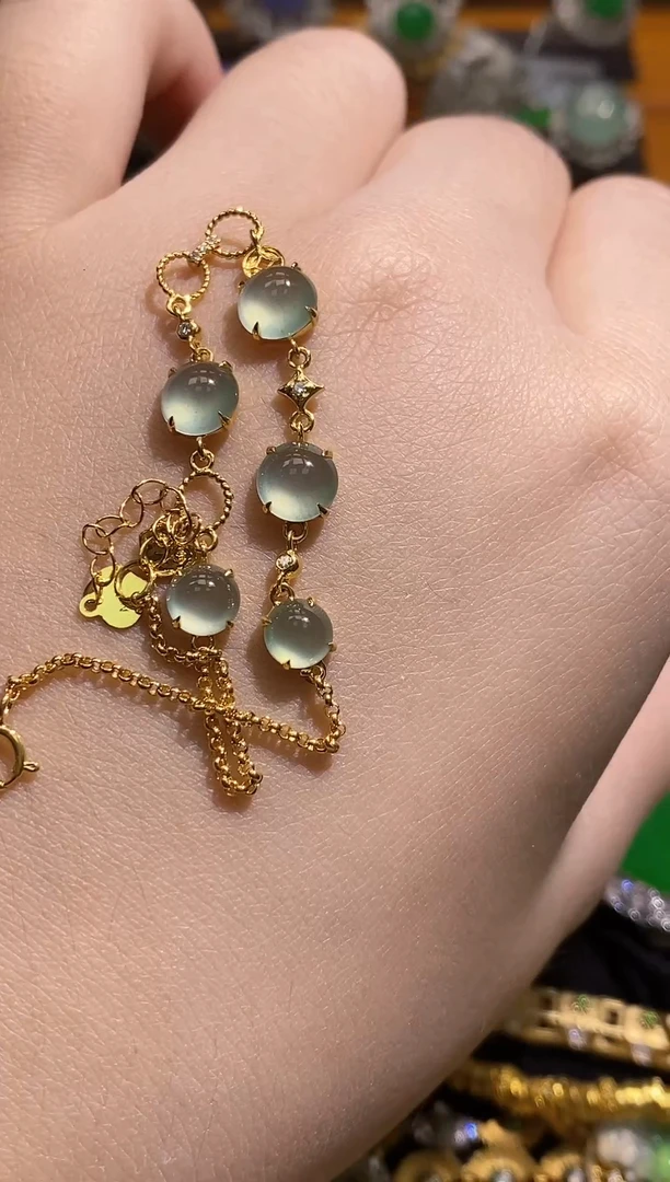 18K金镶嵌手链翡翠翡翠