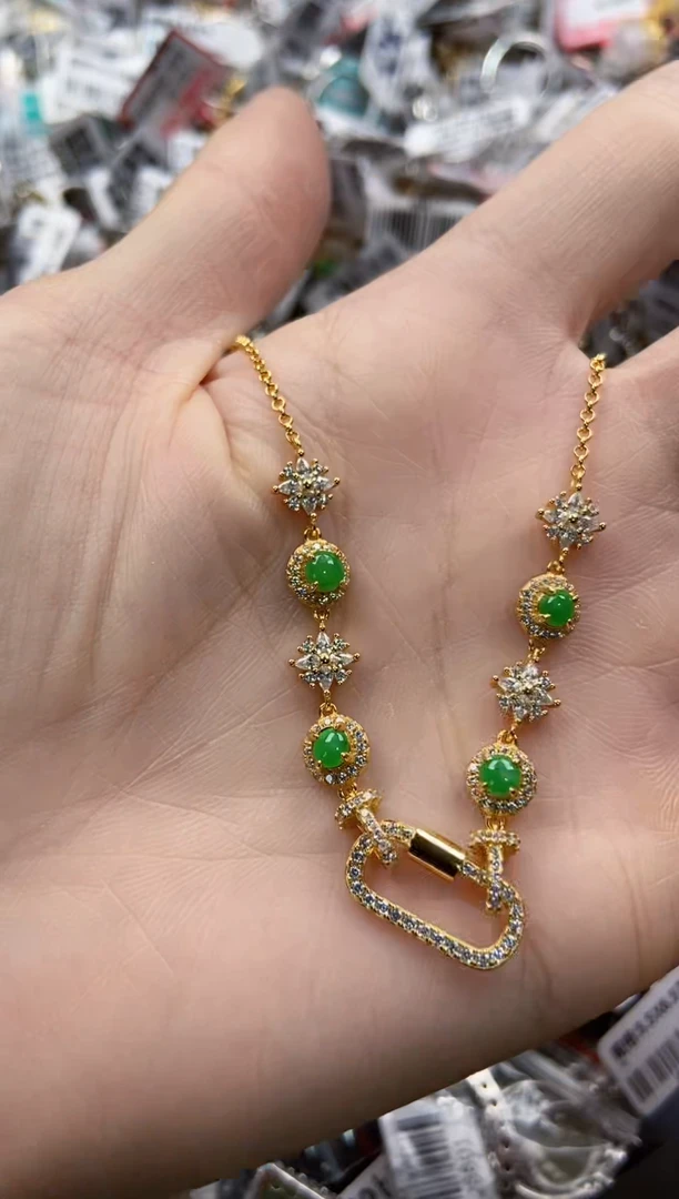 翡翠戒指银S925镶嵌4444----5