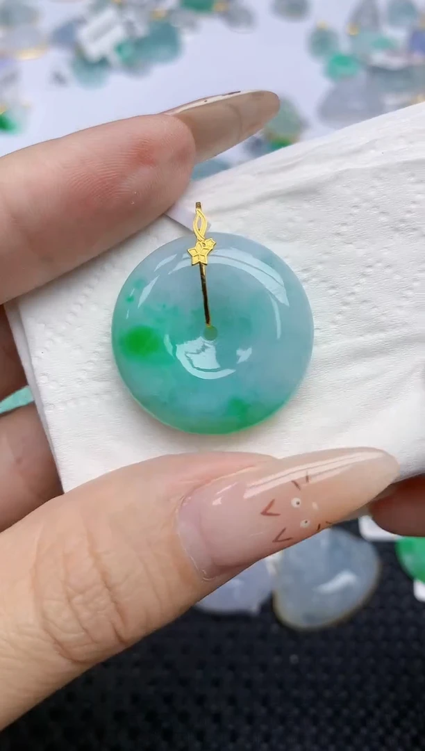 翡翠18K金镶嵌颈饰342   天然翡翠A货