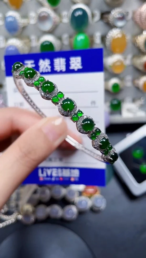 银S925镶嵌手镯翡翠83