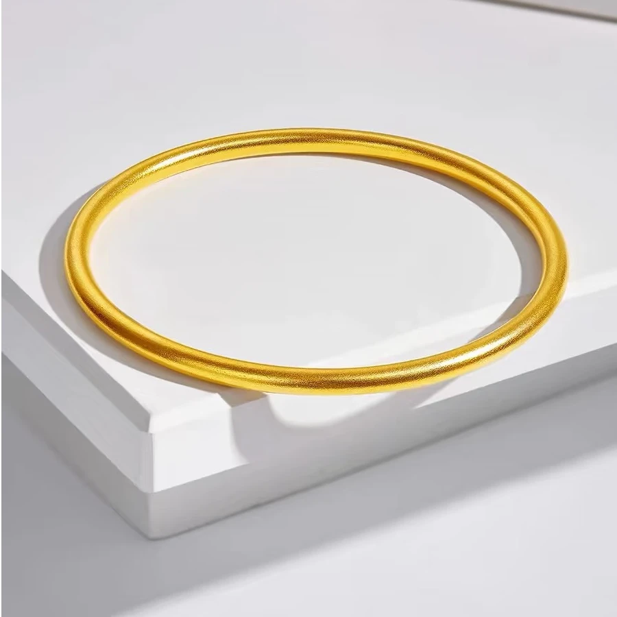 足银手镯 古法经典送老婆女朋友生日礼物光面镯子素圈磨砂女款