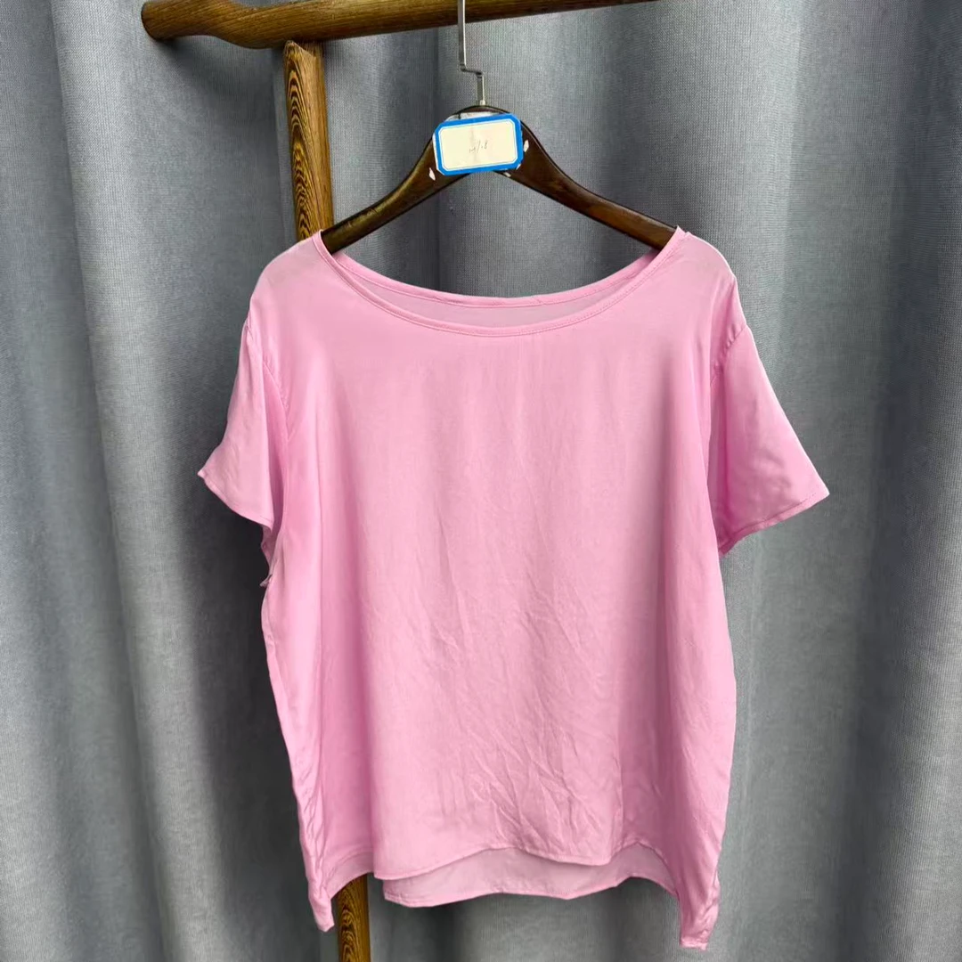 新款休闲时尚圆领桑蚕丝短袖上衣H708