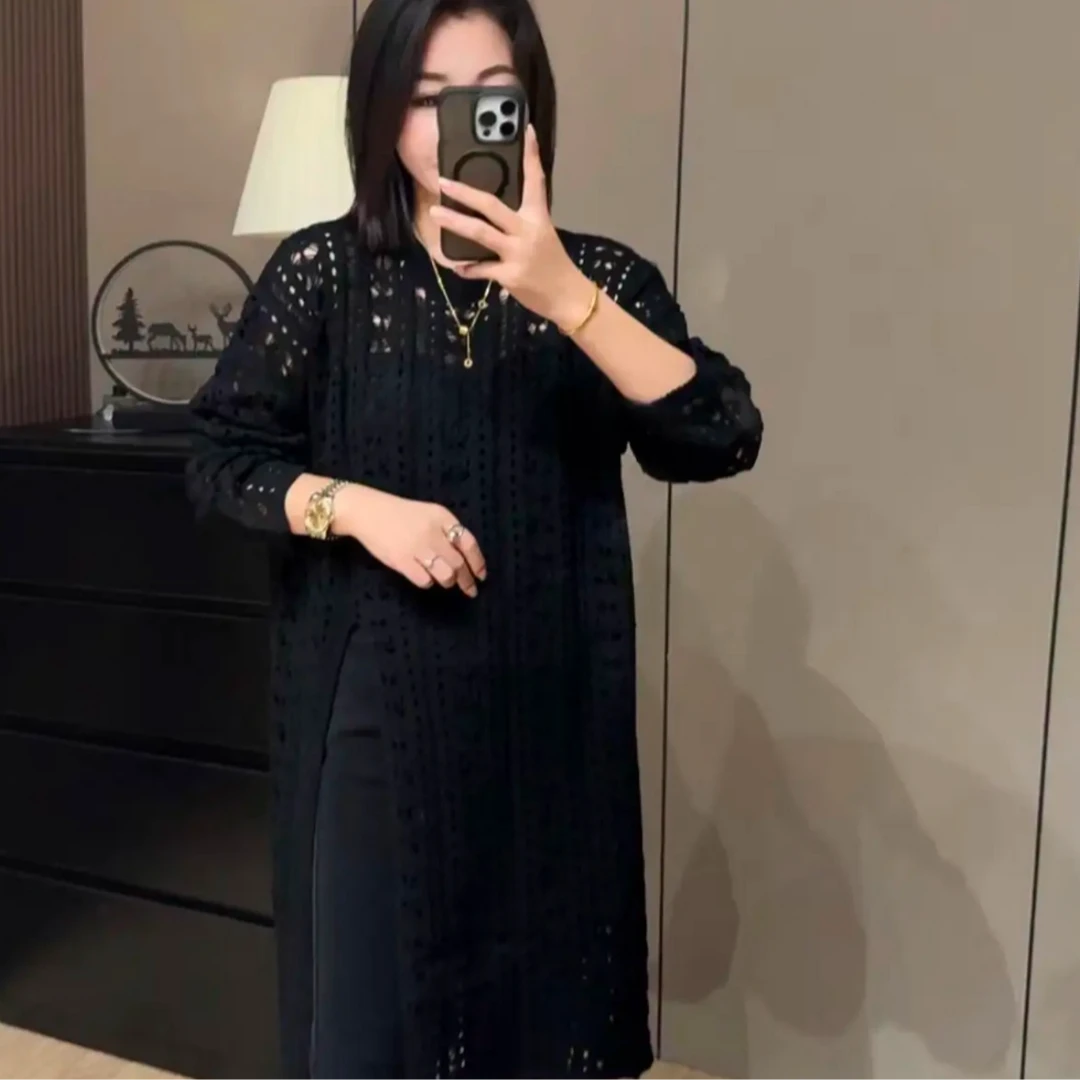 欧货气质百搭早春开叉针织罩衫女款上衣