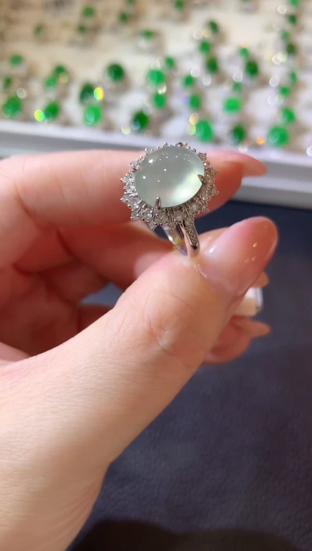 【闪购商品】翡翠戒指18K金镶嵌A78 翡翠