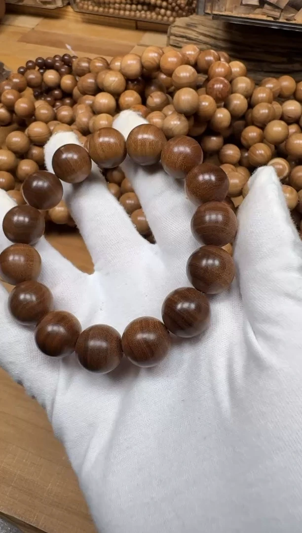 檀香木手串/手链老山檀香檀香王1.5单圈横纹黑肉