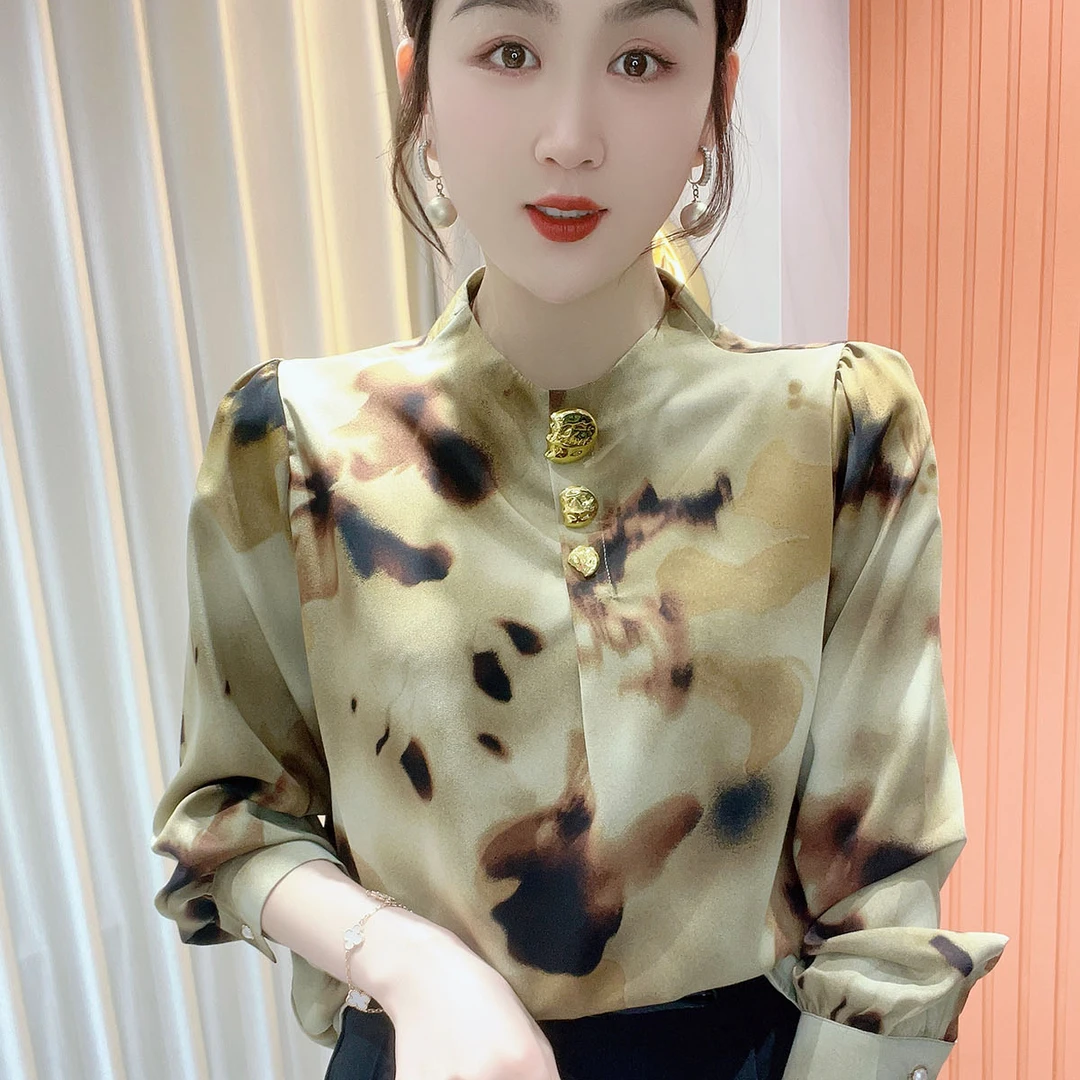 鑫坷春装新款立领气质显瘦时尚洋气百搭长袖打底小衫上衣女025