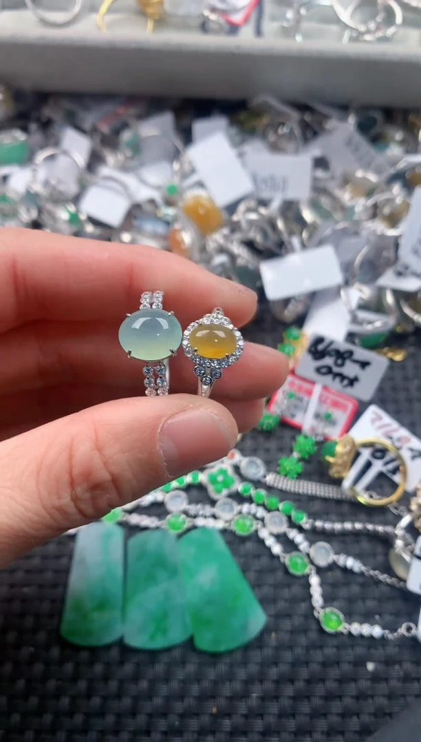 银S925镶嵌戒指翡翠111   2