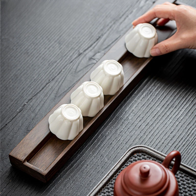 黑檀实木茶杯架功夫茶杯收纳架茶具晾杯架沥水置物架杯托摆件家用